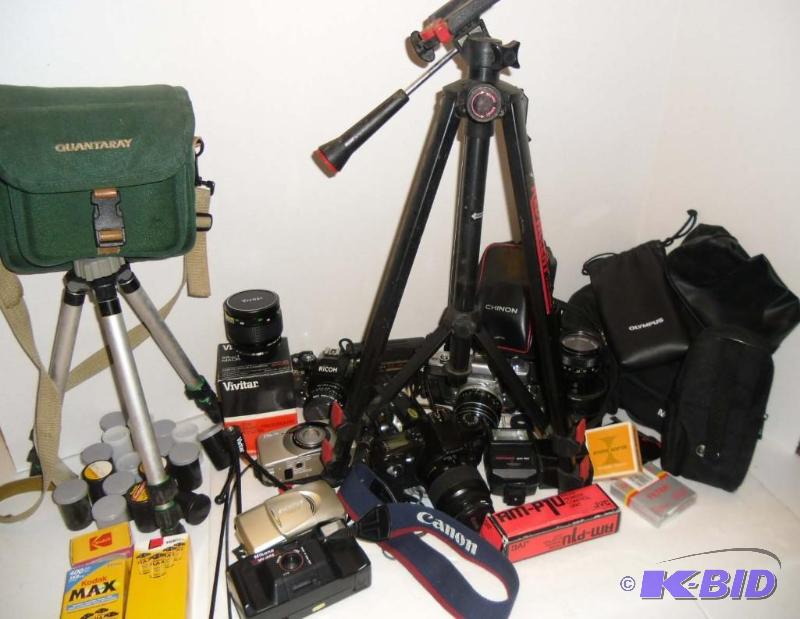 lot 20012 image: Lot 35 mm Cameras & Film & Lenses & Filters & Tripods