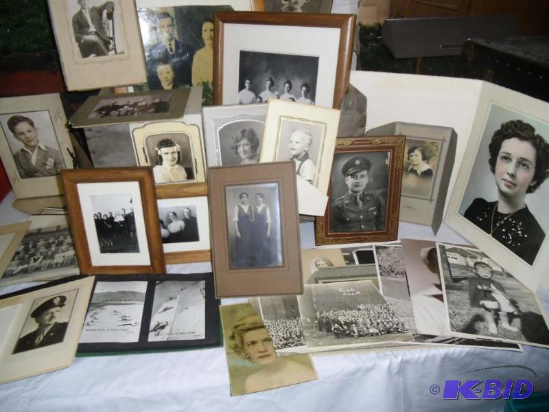lot 20013 image: Wood Crate Lot of Vintage Photographs Black & White 1940s Photo Album