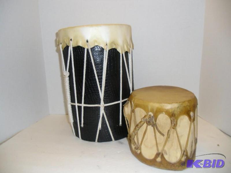lot 20016 image: 2 One-of-a-KInd Vintage, Handmade Drums