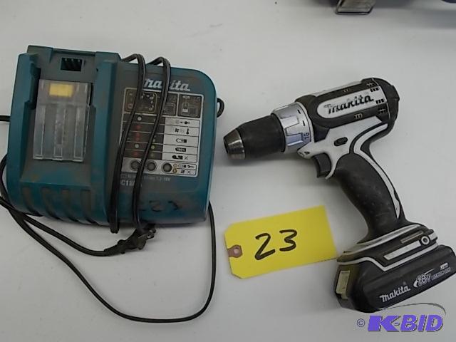 lot 23 image: Makita 18 volt Lithium Ion Drill, Not Charged...