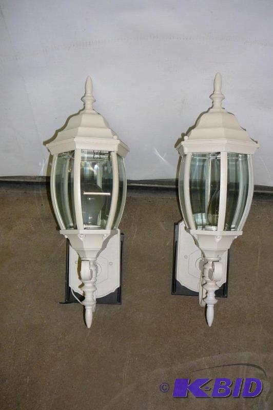 lot 30 image: Pair of out door decorative lights 19" t...