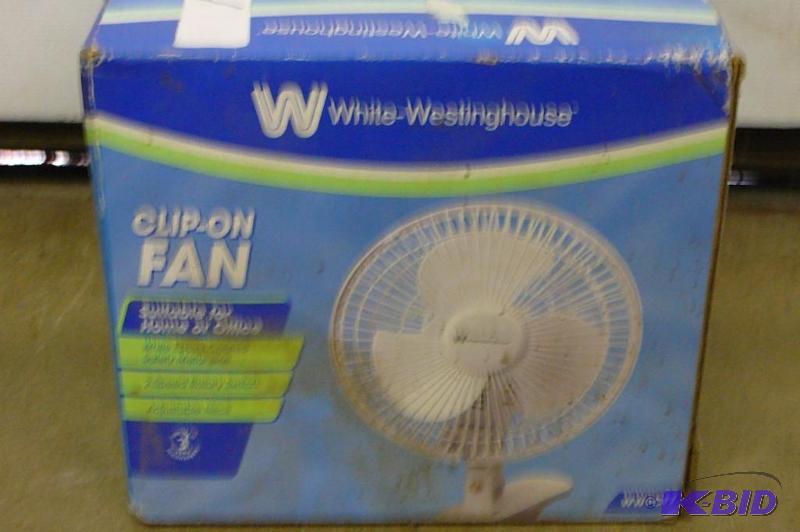 lot 4 image: Clip on fan white Westing house  New in ...