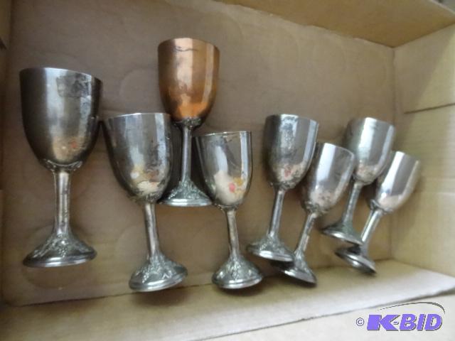 lot 104 image: 8 silver plate goblets...