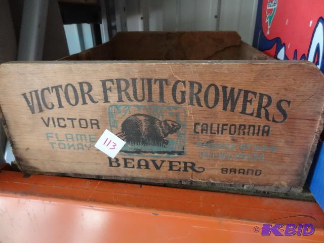 lot 113 image: Vintage wood fruit crate...