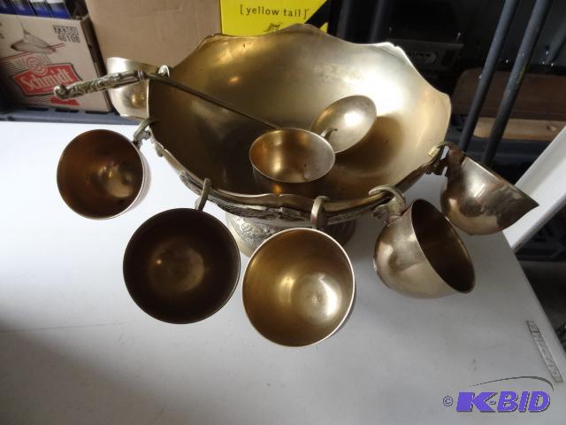lot 116 image: Brass punch bowl set. Republic of Korea. Some...