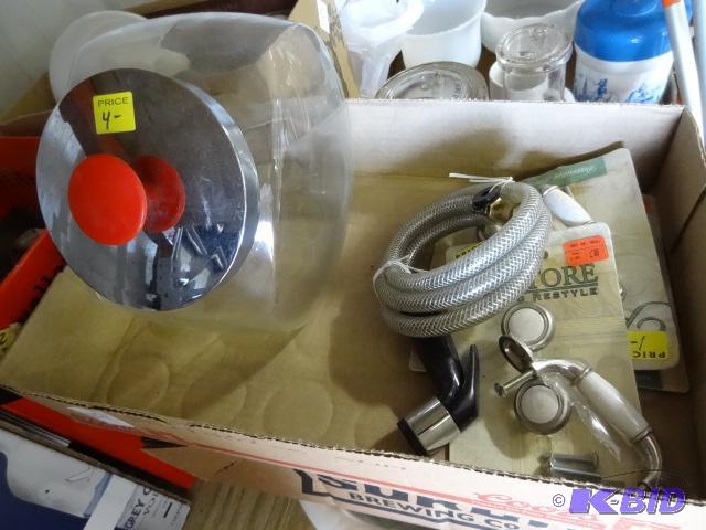 lot 117 image: Cookie jar. Sink sprayer. Cabinet hardware....