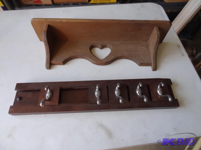 lot 162 image: Wall Coat Rack and Shelf...