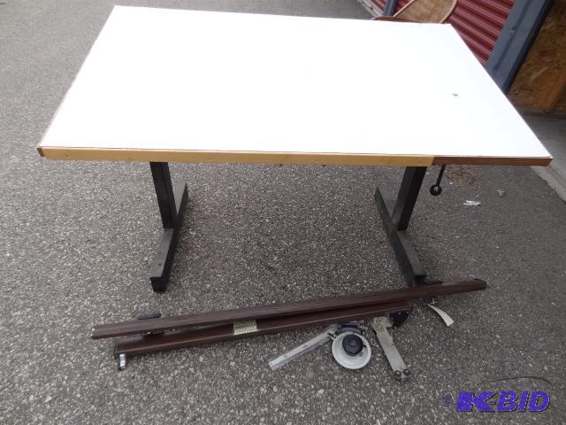 lot 20 image: Adjustable height drafting table. 60 x 37 dra...