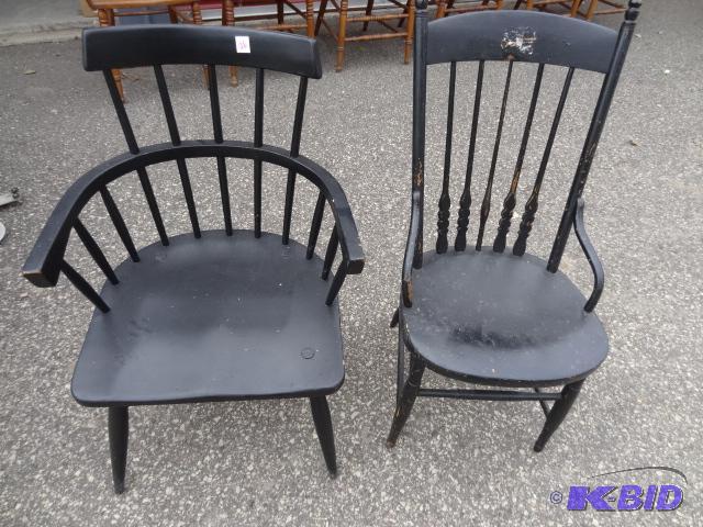 lot 26 image: 2 vintage wood chairs...