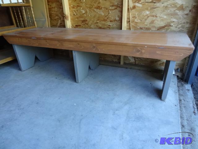 lot 3 image: Wood bench. 77 x 24 x 19...