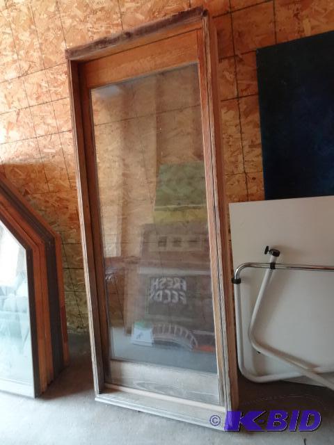 lot 32 image: Wood framed fixed door insert. 33 x 80 x 7...