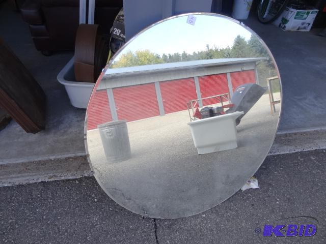 lot 45 image: 36" round wall hanging mirror. Vintage....