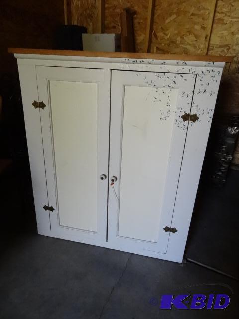 lot 5 image: Vintage wood cabinet. Floor or wall. 38 x 14 ...