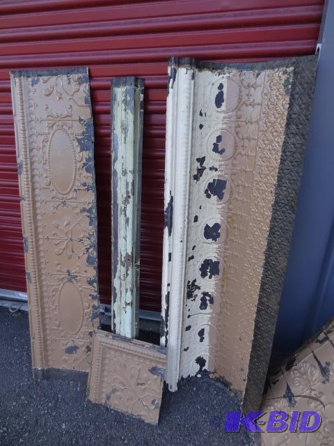 lot 64 image: Pressed tin ceiling. Antique. 39 full pieces....
