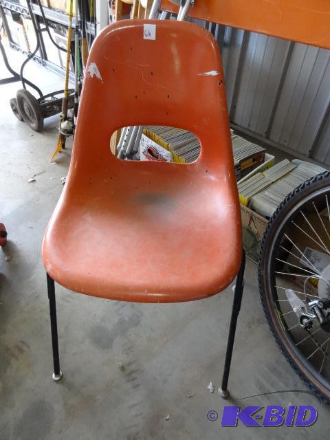 lot 66 image: Fiberglass metal framed chair. Krueaser metal...