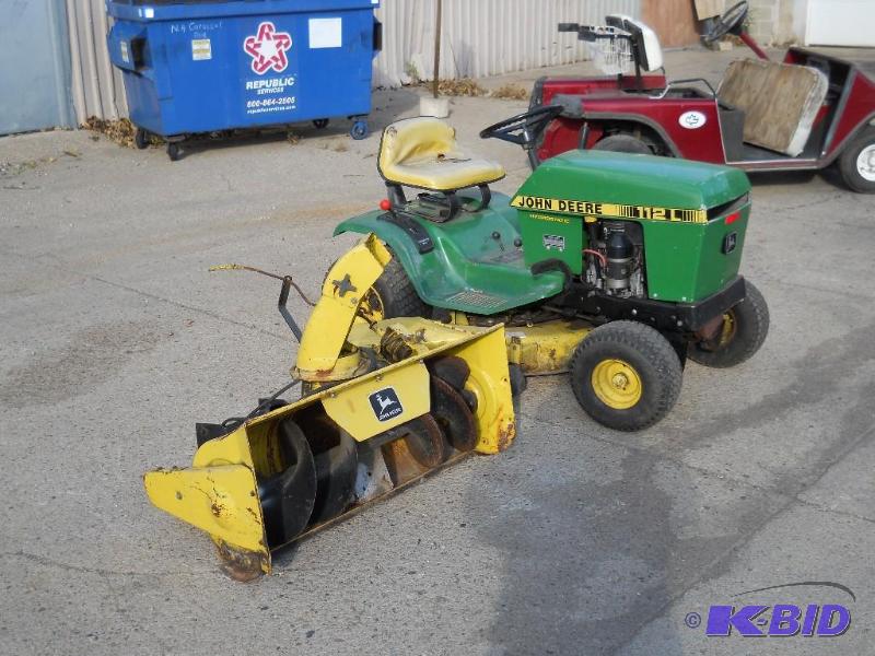 lot 15 image: John Deere 112 With Snowblower