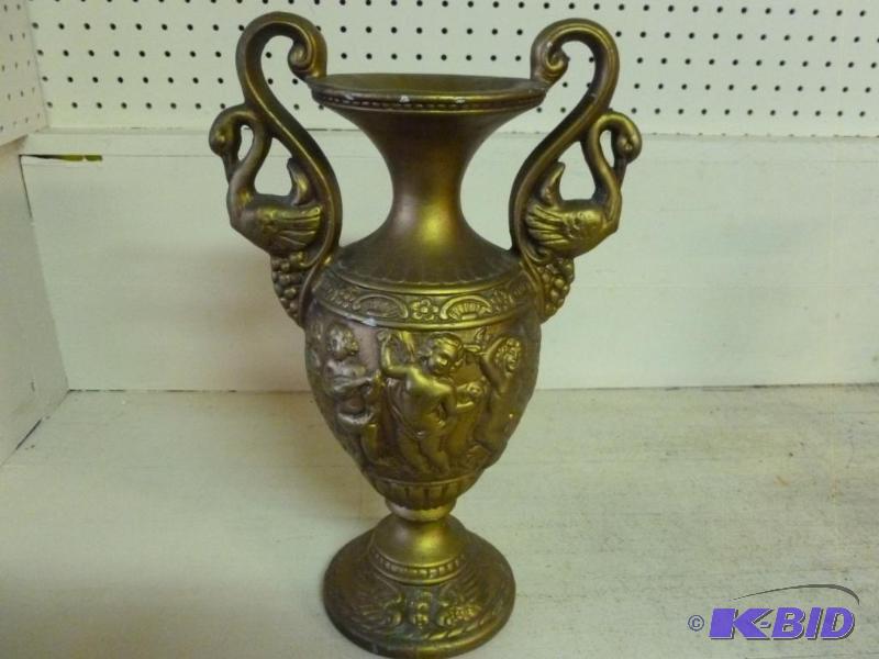 lot 110 image: Large double handled chalkware vase that meas...