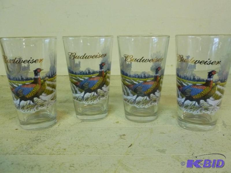 lot 150 image: Lot of four matching Budweiser beer glasses t...