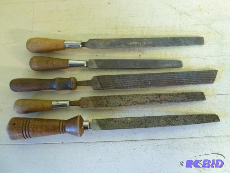 lot 178 image: Lot of five large vintage wood handled files....