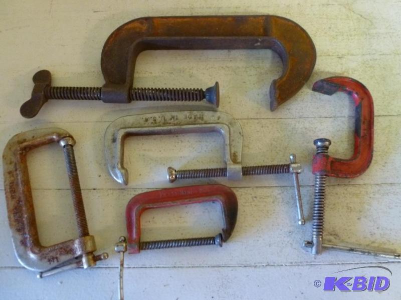 lot 179 image: Lot of five c-clamps that includes a large Jo...