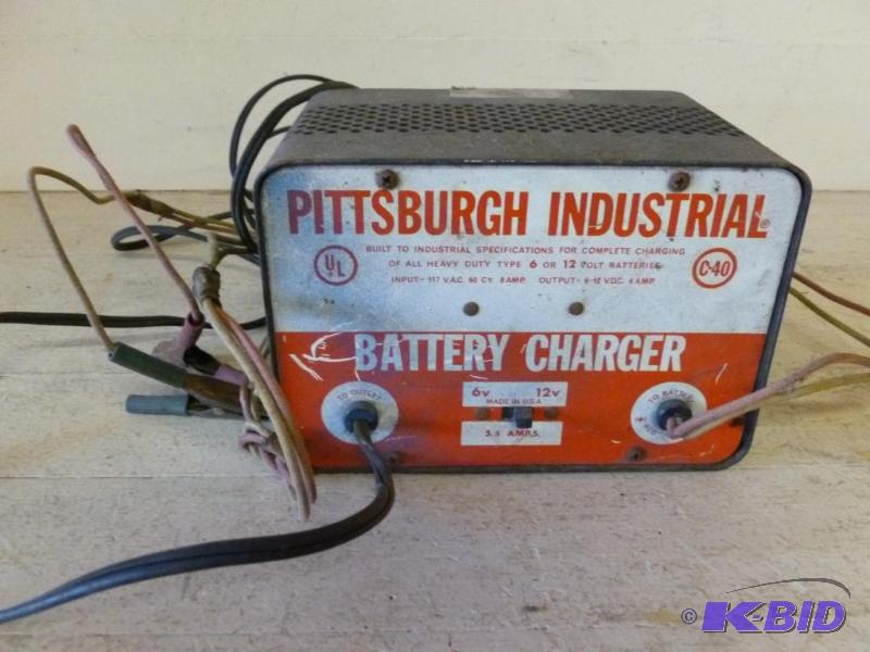lot 186 image: Pittsburgh Industrial 6v  12v. battery charg...