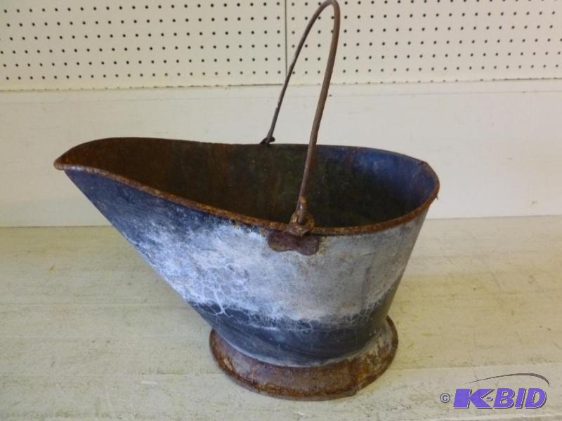 lot 45 image: Large vintage metal coal bucket, some rust....