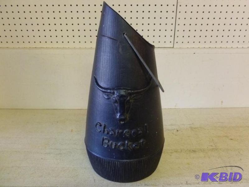 lot 46 image: Large heavy gage plastic charcoal bucket with...
