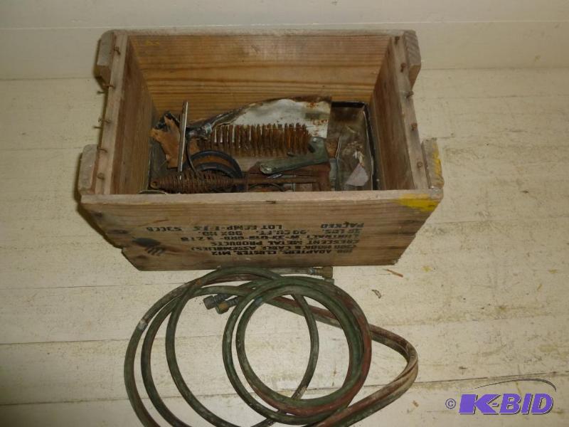 lot 76 image: Vintage wooden crate with various welding rel...