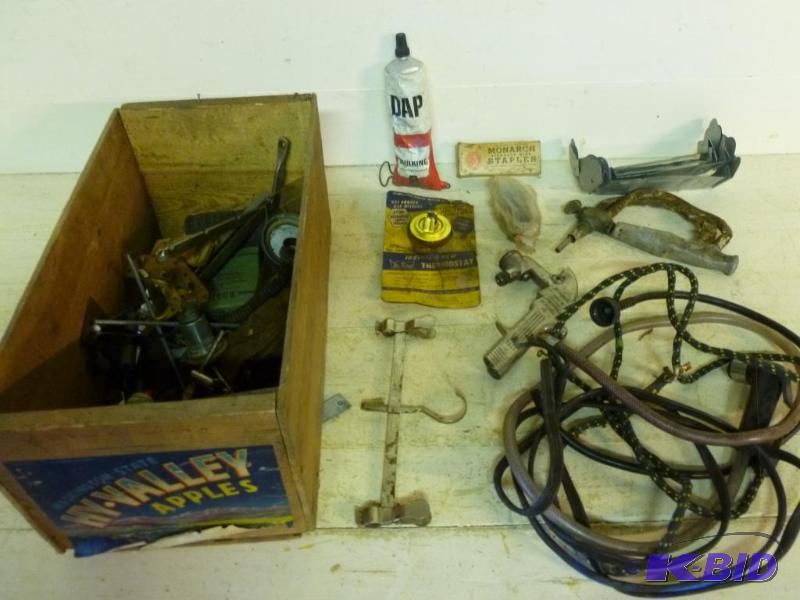 lot 84 image: Vintage small wooden fruit crate loaded up wi...
