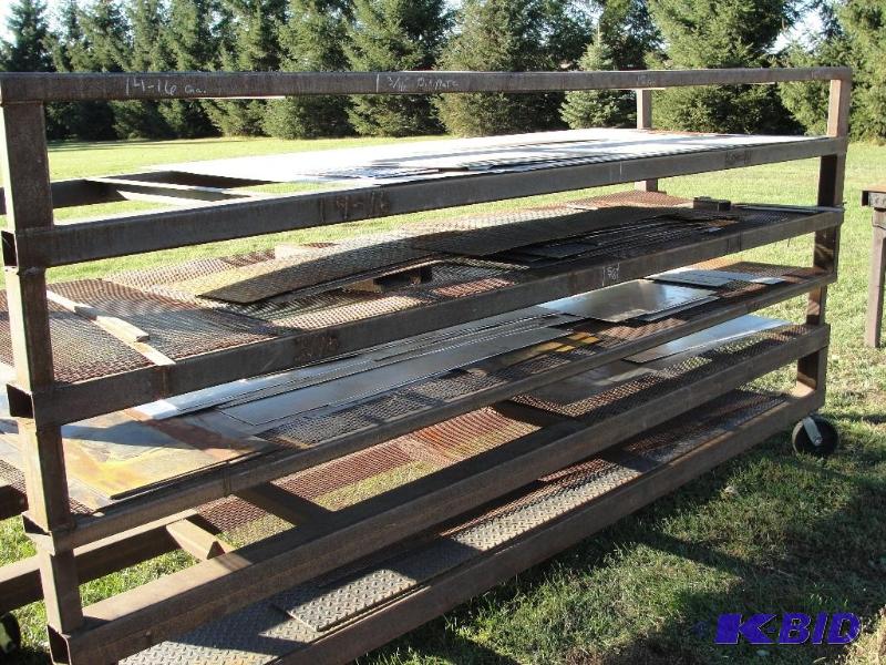 6 Shelf Metal Rack on rolling casters. Miscel...