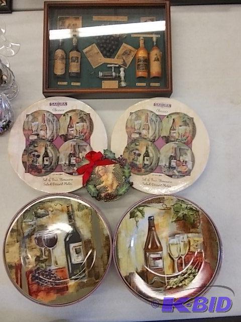 lot 13 image: 2-Sets Of Sakura Wine Theme Plates (4-In Each...