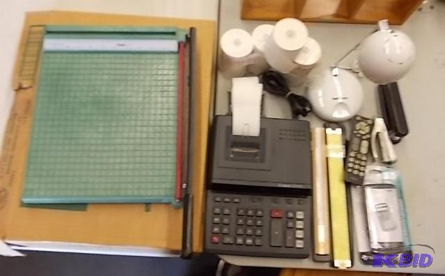 lot 14 image: Paper Cutter, Calculator Extra Paper Rolls, D...