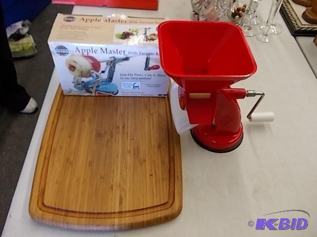 lot 18 image: Apple PeelerCorer, Cutting Board, Grinder...