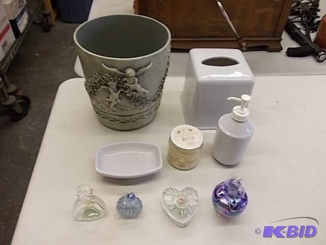 lot 32 image: Bathroom Ensemble, Assorted Perfume Bottles...