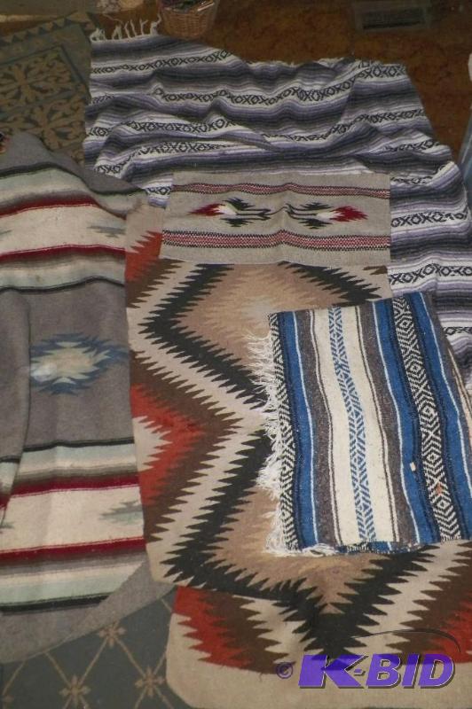 lot 112 image: 5 Indian Style Blankets  Horse Blankets