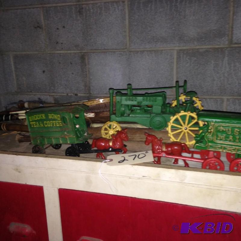 lot 270 image: Reproduction toys including John Deere Tractor