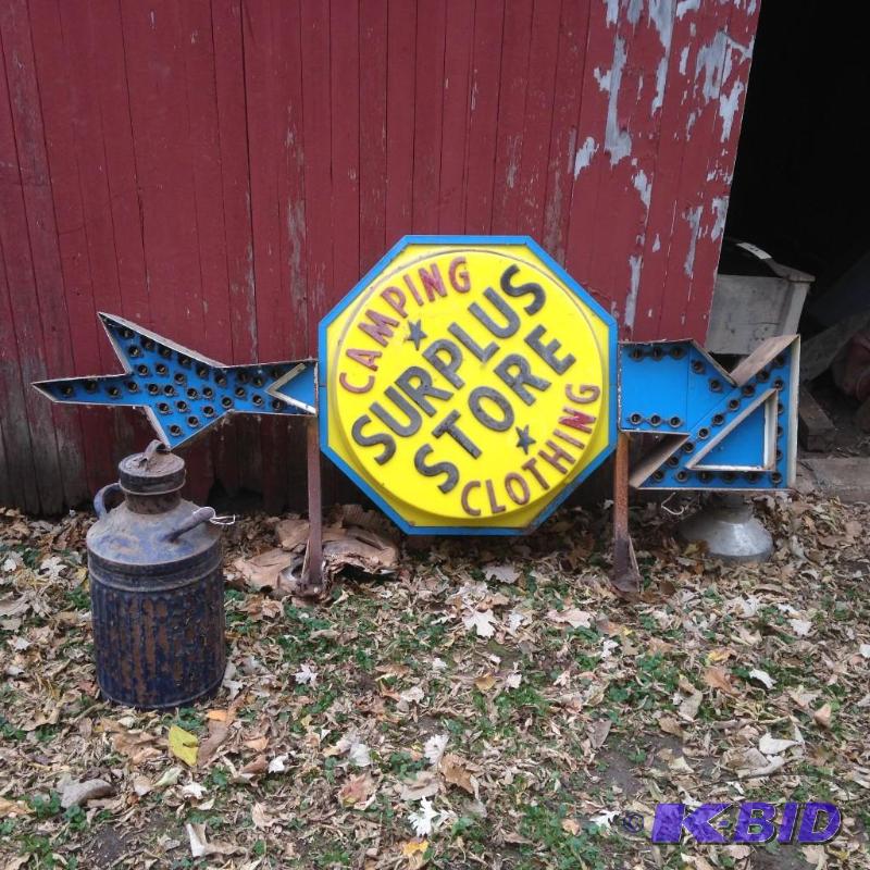lot 362 image: Surplus Sign - Lighted- 7 Feet long.