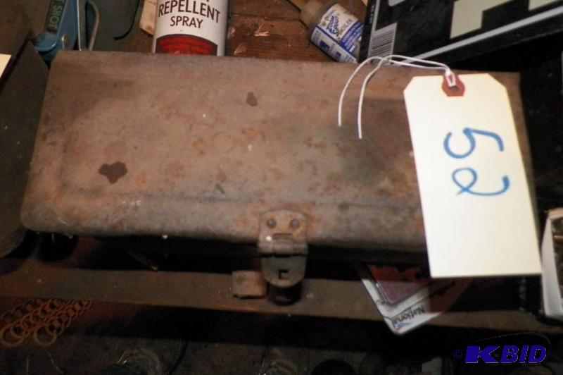 lot 52 image: Box of old tools in a Fordson Box