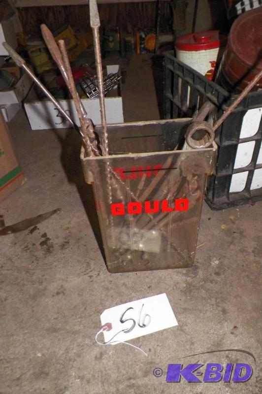 lot 56 image: Tools in a Gould Battery Container
