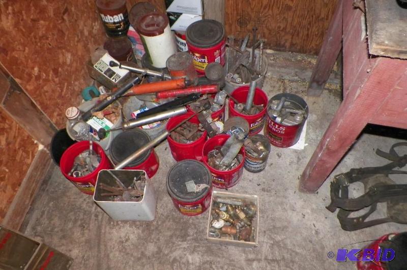lot 59 image: Large lot of Nuts, Bolts, Fittings, Scrap and containers of stuff.