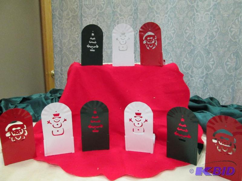 Qty 9- 3in Christmas Candle holder in white, ...