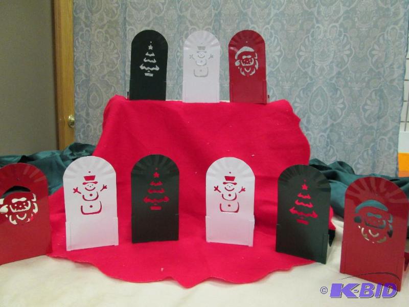 Qty 9- 3in Christmas Candle holder in white, ...