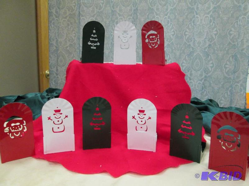 Qty 9- 3in Christmas Candle holder in white, ...