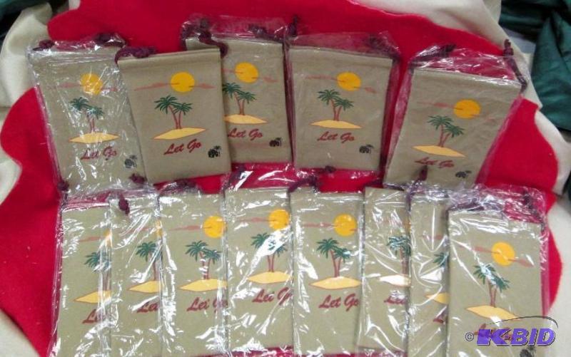 Qty 13 small tan bags that has a tree with su...