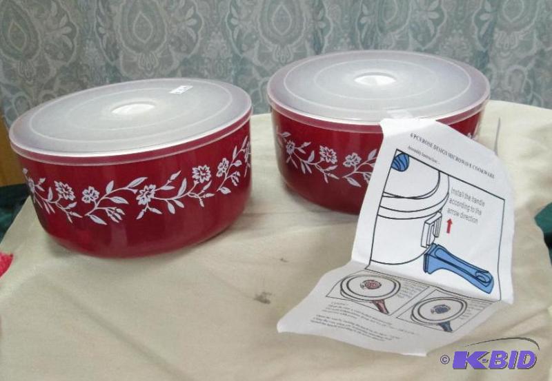 6 PCs Rose design microwave cookware...