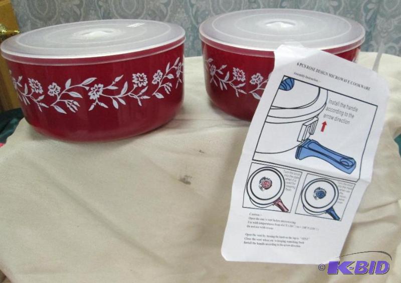 6 PCs Rose design microwave cookware...