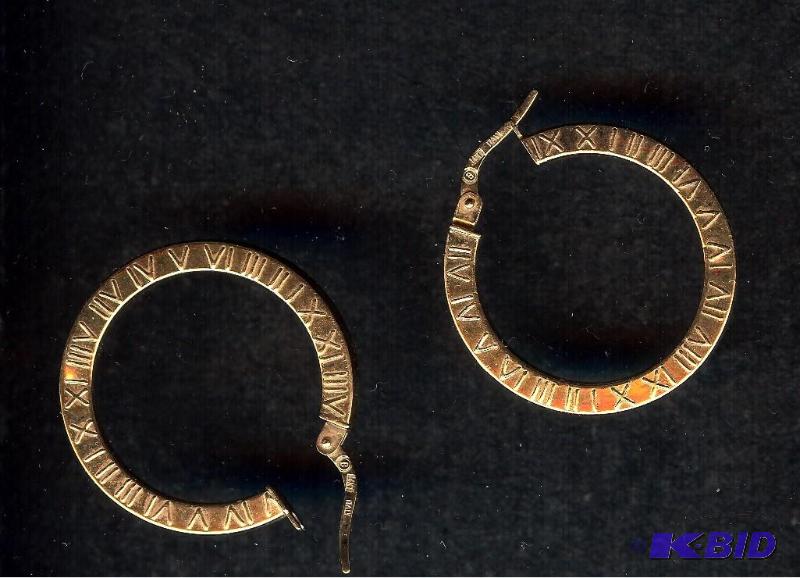 14 KT Yellow gold Roman numeral hoop earrings...
