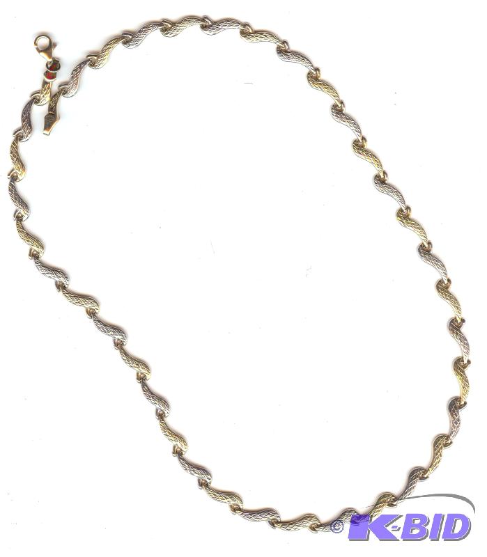 10 KT Two tone diamond cut squiggle cut neckl...