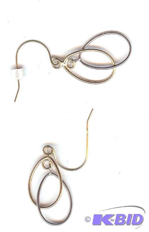 14 Kt Two Tone double teardrop hoop earrings&...