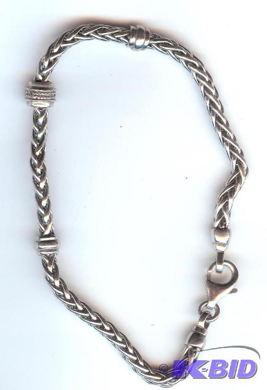 6&quot Sterling silver woven designer bracel...